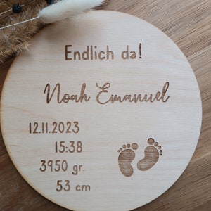 Name disc decorative disc with the child's name and birth dates image 3