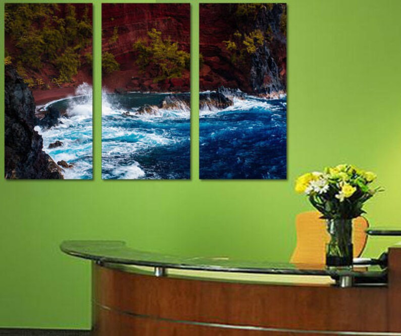 Rocky Beach Scenic Canvas Print 3 Panel Split Triptych Wall Image 0