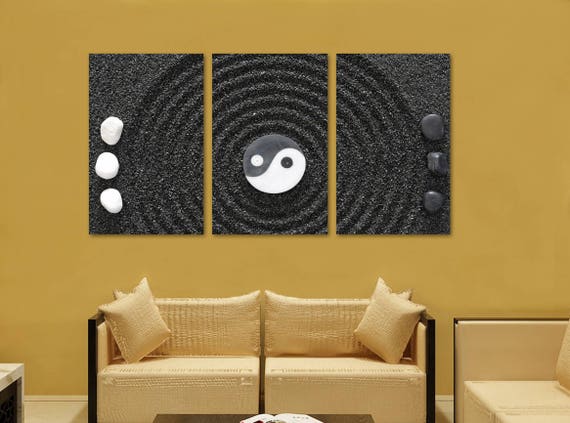 Yin Yang Zen Wall Art Canvas Print 3 Panel Split Triptych - Zen Wall Art Canvas Yin Yang Zen Wall Art Canvas Print 3 Panel Split Triptych - Zen Wall Art Canvas