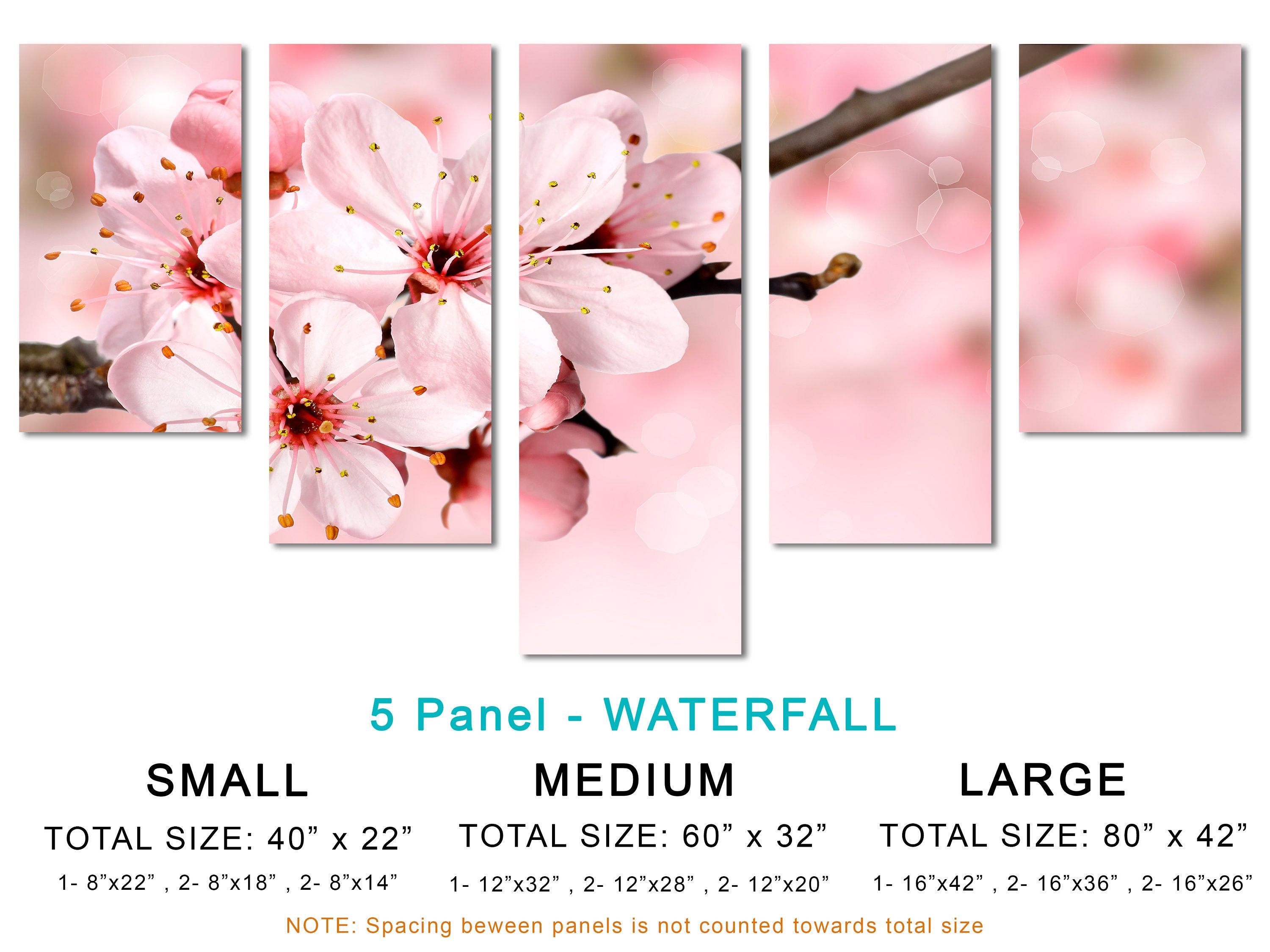 Pink Cherry Blossom Canvas Print Wall Art 3 Panel Split | Etsy
