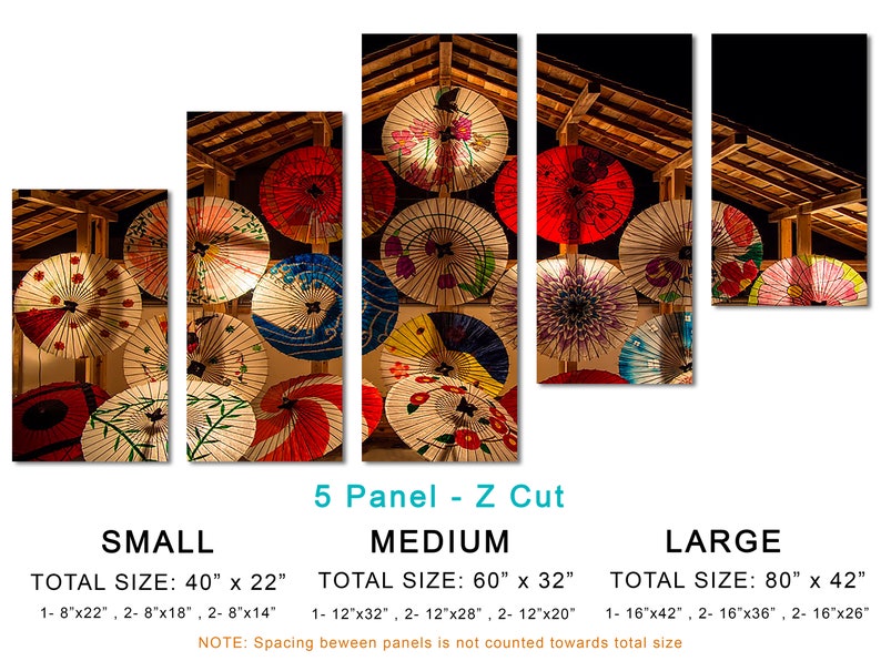 Japanese Umbrellas Decor Canvas Print Wall Art 3 Panel Etsy