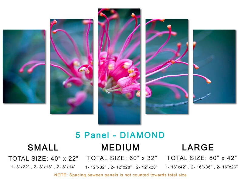 Pink Purple Flower Wall Art Canvas Print 3 Panel Split, Triptych. Wall