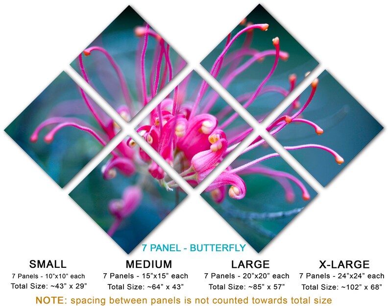 Pink Purple Flower Wall Art Canvas Print 3 Panel Split, Triptych. Wall