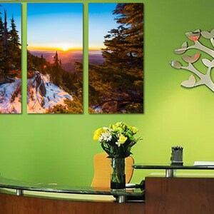 Scenic Mountain Canvas Print - 3 Panel Split, Triptych Wall Art. Wall Decor, Home Decor, Living Room decoration, Interior design