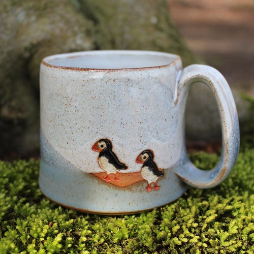 Mug macareux : design écossais fait main
