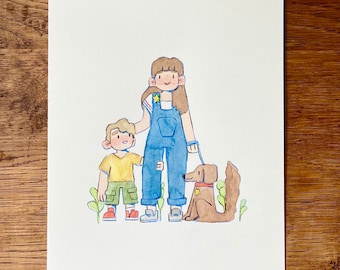 Custom Family Portrait, watercolour painting/ Character Illustration, watercolor commission