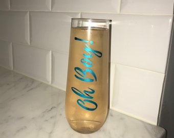Oh Boy! Sparkling Champagne Flutes for baby shower