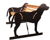 Metal and Wood Labrador Bench Dog Lovers Pet Memorial Labrador Lover Yard Decor Garden Art Front Porch Bench Garden Bench