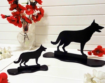 German Shepherd (Alsatian) Black Metal Silhouette Dog Ornament by Sityu. A Unique Gift or Present For German Shepherd Lovers.