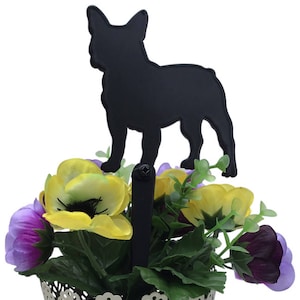 Maceta con forma de bulldog francés: decoración de jardín de metal con bulldog francés