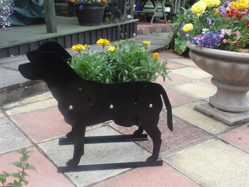 Labrador Dog Themed Metal Garden Planter Black Etsy