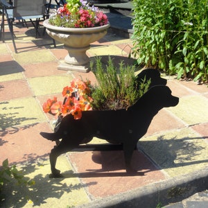 Metal Rottweiler Planter Flowerpot Holder Decorative Plant Pot Display Unique Outdoor Garden Silhouette Floral Decoration image 3