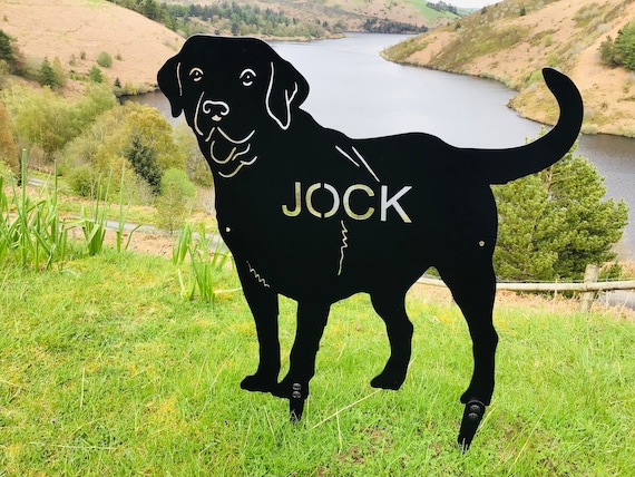 Labrador Retriever Garden Stake Silhouette Black Metal Gun Dog