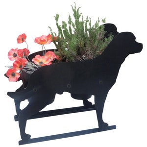 Metal Rottweiler Planter Flowerpot Holder Decorative Plant Pot Display Unique Outdoor Garden Silhouette Floral Decoration image 2