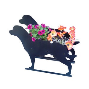 Metal Rottweiler Planter Flowerpot Holder Decorative Plant Pot Display Unique Outdoor Garden Silhouette Floral Decoration image 1