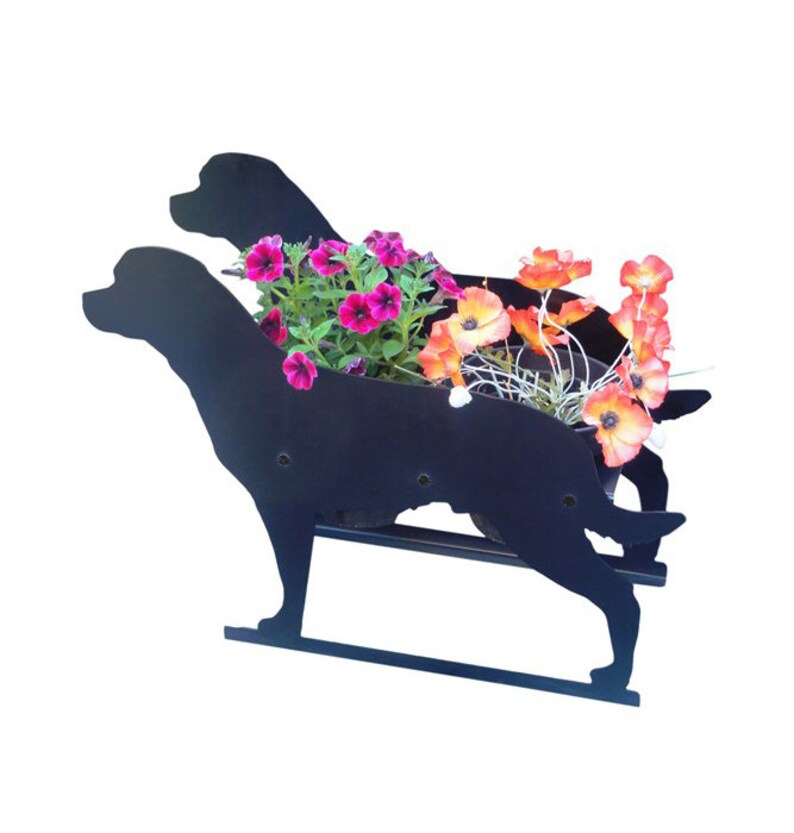 Metal Rottweiler Planter Flowerpot Holder Decorative Plant Pot Display Unique Outdoor Garden Silhouette Floral Decoration image 1