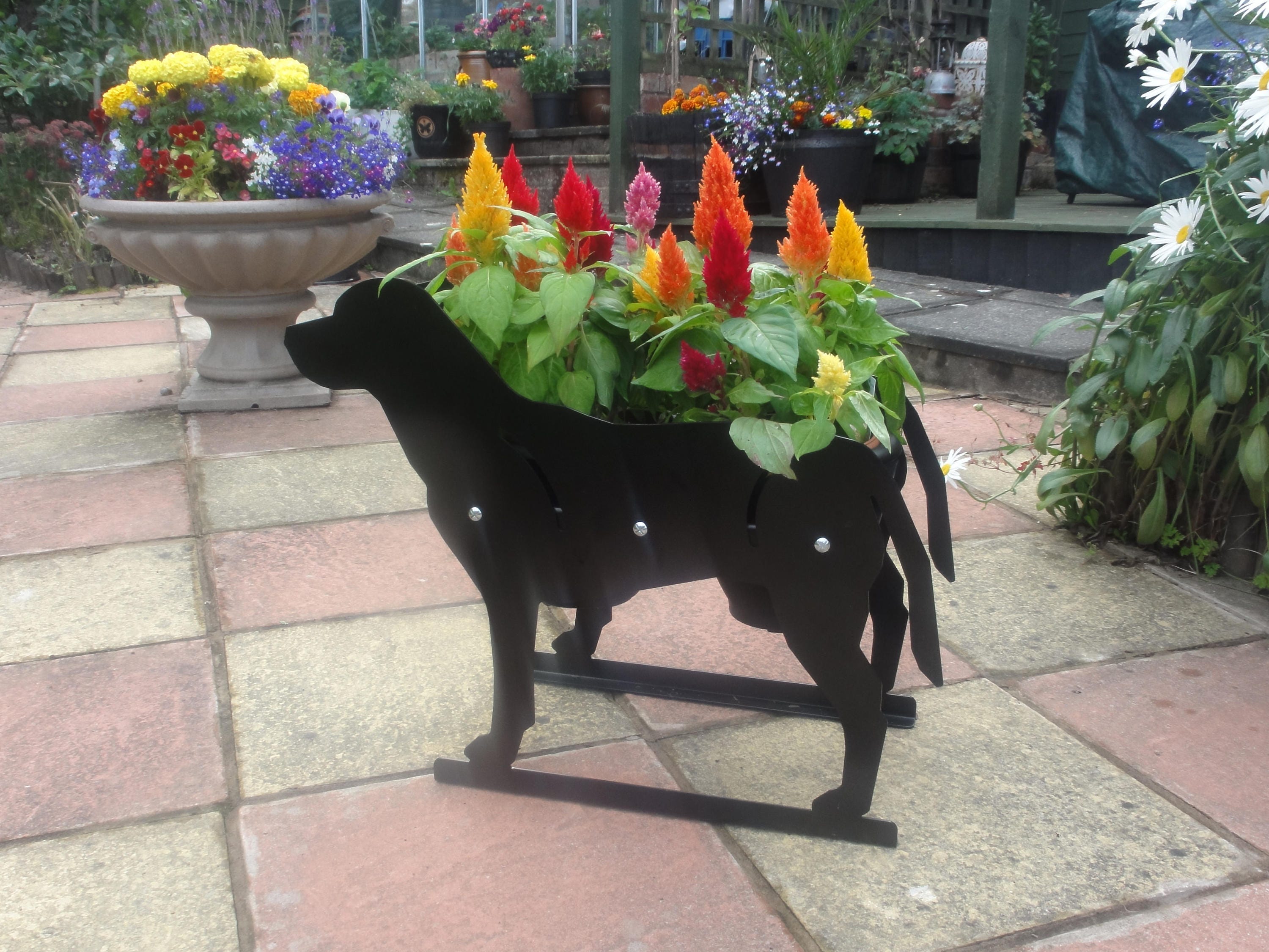 Labrador Dog Themed Metal Garden Planter Black Etsy