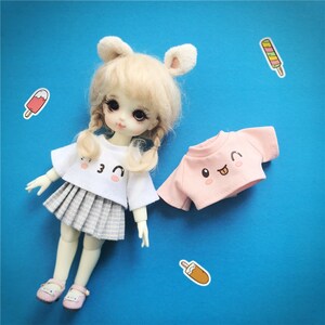 For Lati Yellow Pukifee and similar size Blythe BJD 1/6 1/8 YOSD Dolls Clothes pleated skirt T-shirt