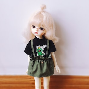 For Lati Yellow Pukifee and similar size Blythe BJD 1/6 1/8 YOSD Dolls Clothes T-shirt overalls