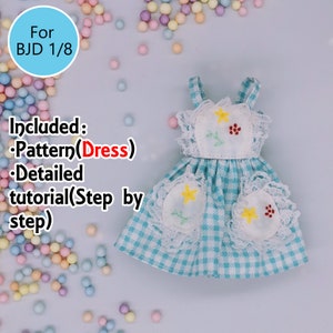 PDF Download DIY Sewing Pattern Detailed Tutorial Handmade Doll Clothing Clothes For 1/8 BJD Lati Yellow Pukifee Dress Dt-214