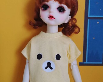 Custom For Lati Yellow Pukifee and similar size Blythe BJD 1/6 1/8 YOSD Dolls Clothes Top T-shirt Patterns 010 yellow bear