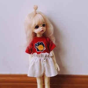 For Lati Yellow Pukifee and similar size Blythe BJD 1/6 1/8 YOSD Dolls Clothes T-shirt shorts