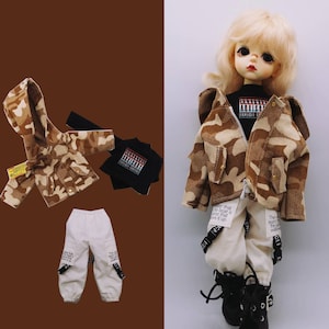 For Lati Yellow Pukifee and similar size Blythe BJD 1/6 1/8 YOSD Dolls Clothes coat pants T-shirt