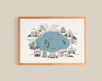 D23 Fantastic Worlds Map Poster Print Reproduction Attraction Walt Disney World Showcase Magic ...