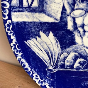 Delft Blue Plate, Royal Boch Belgium, Old Woman reading, Collectors Plate, Vintage china plate, Delft china,