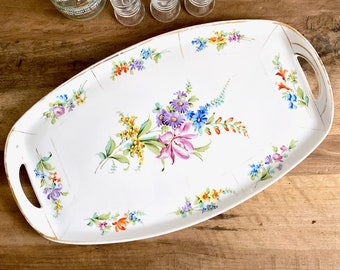 Porcelain Serving Platter large, c1900-1940, Czechoslovakia, FSK Friedrich Simon, floral serving tray, cottage core style, farmhouse