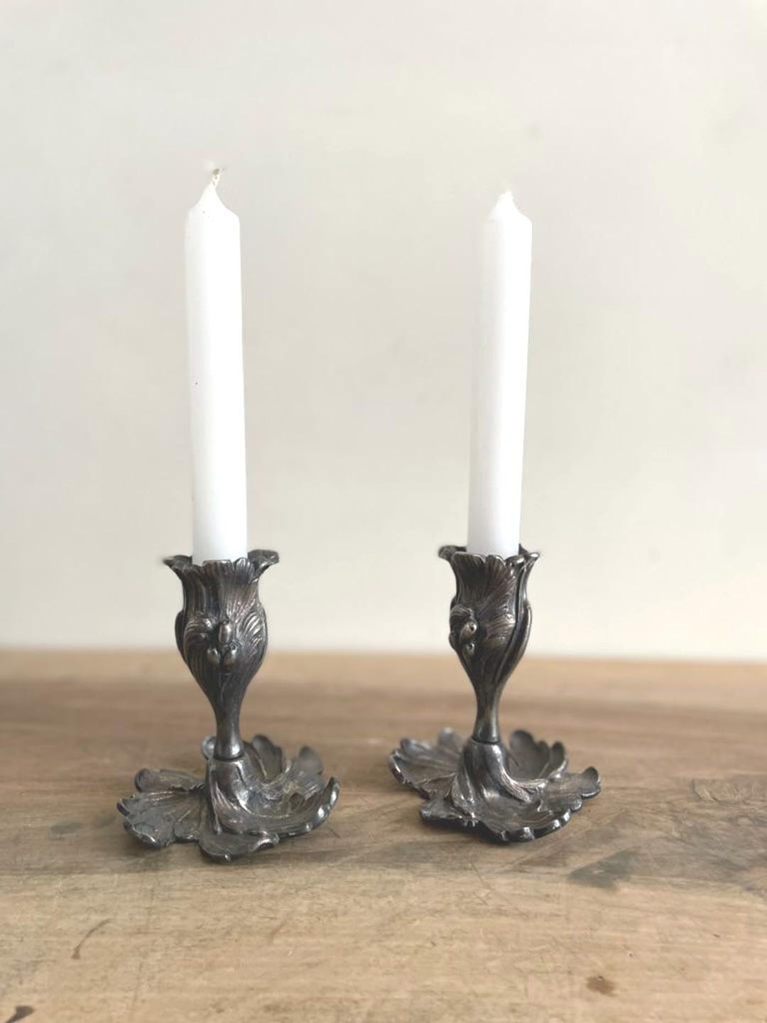 Bougeoirs Style Rococo en Argent, Italie, 1950s, Set de 2