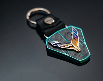 Corvette Titanium & Carbon Keychain, corvette c8, C4, C5, C6, C7,  C8, exclusive custom corvette,