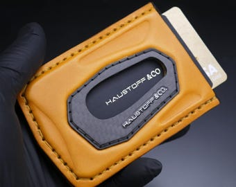 Cardholder for exotic car enthusiasts, Leather & Carbon wallet, Automotive