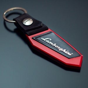 Lamborghini keychain, Anodized aluminum, carbon fiber, lettering, Leather, Urus, Aventador, Huracan, murcielago, Gallardo, Countach