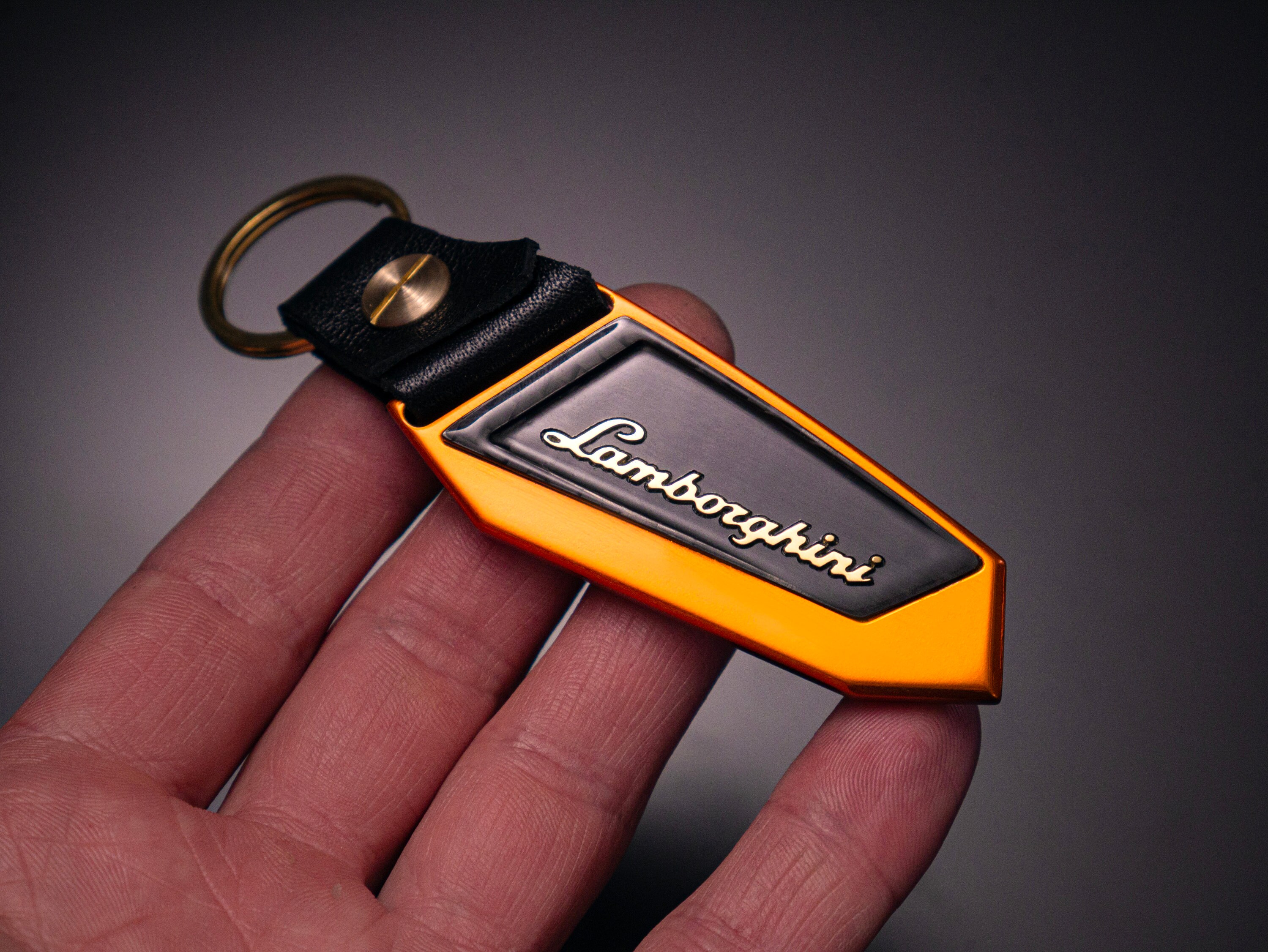 Lamborghini Keychain, Anodized Aluminum, Carbon Fiber, Bronze Lettering ...