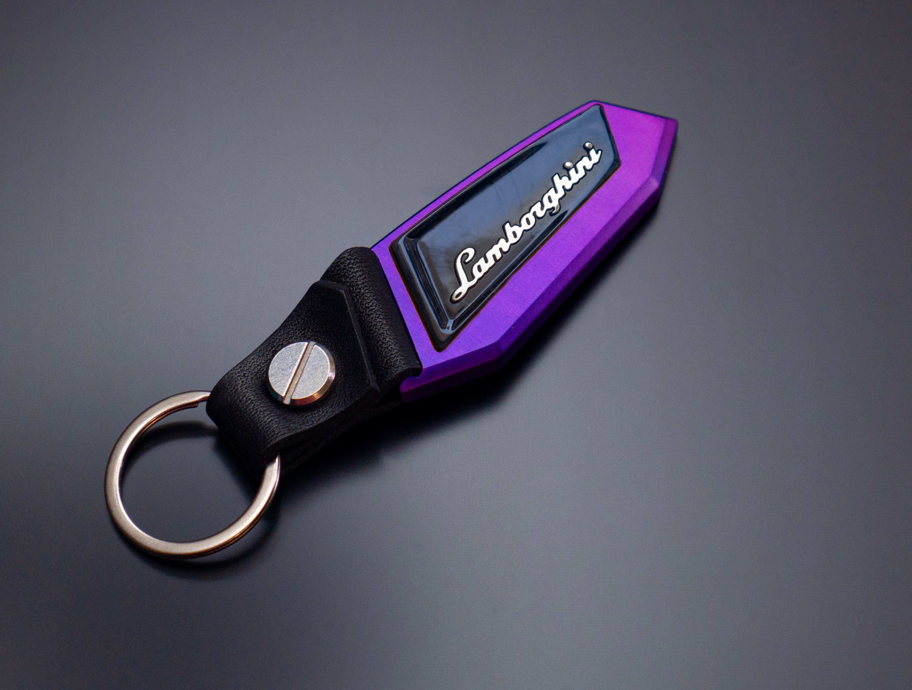 Purple Lamborghinii Keychain, Anodized Aluminum, Carbon Fiber, Leather ...