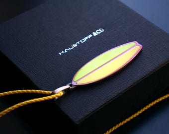 Titanium Surf board pendant, necklace, Custom colored, for surfers, present, gift