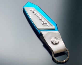 Lamborghini keychain, Anodized aluminum, Blue Glauco Urus, Aventador, Huracan, murcielago, Gallardo, Countach