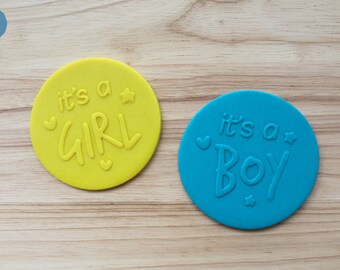 It's a Boy and It's a Girl | Raised Cookie, Fondant Stamp, Embosser