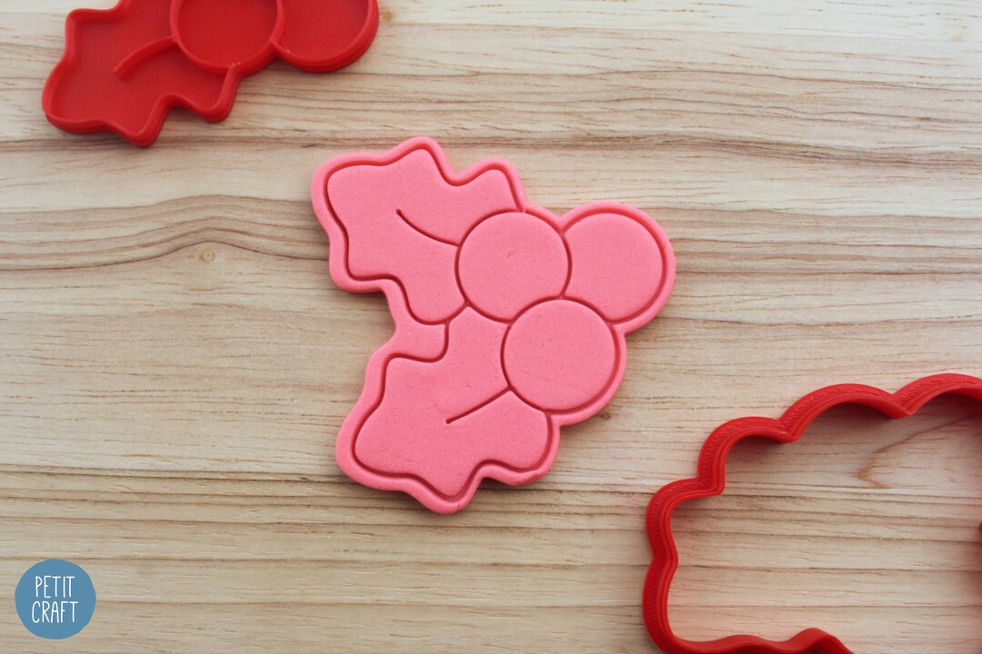 Holly Christmas, New Year Cookie Cutters and Embossers, Cake and