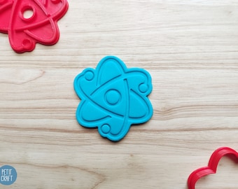 Atoom | Wetenschapssymbool, school, laboratoriumkoekjesvormer en embosser, stempel, cake en fondantversieringen