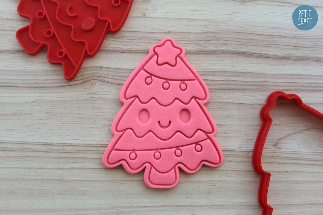 Kawaii Christmas Tree Christmas, New Year Cookie Cutters and Embossers