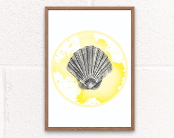 Sea Shell Print, Sea Animal Art, Ocean Digital Prints, Marine Biology Gift, Under the Sea, Pastel Wall Art, Ocean Kids Room Decor