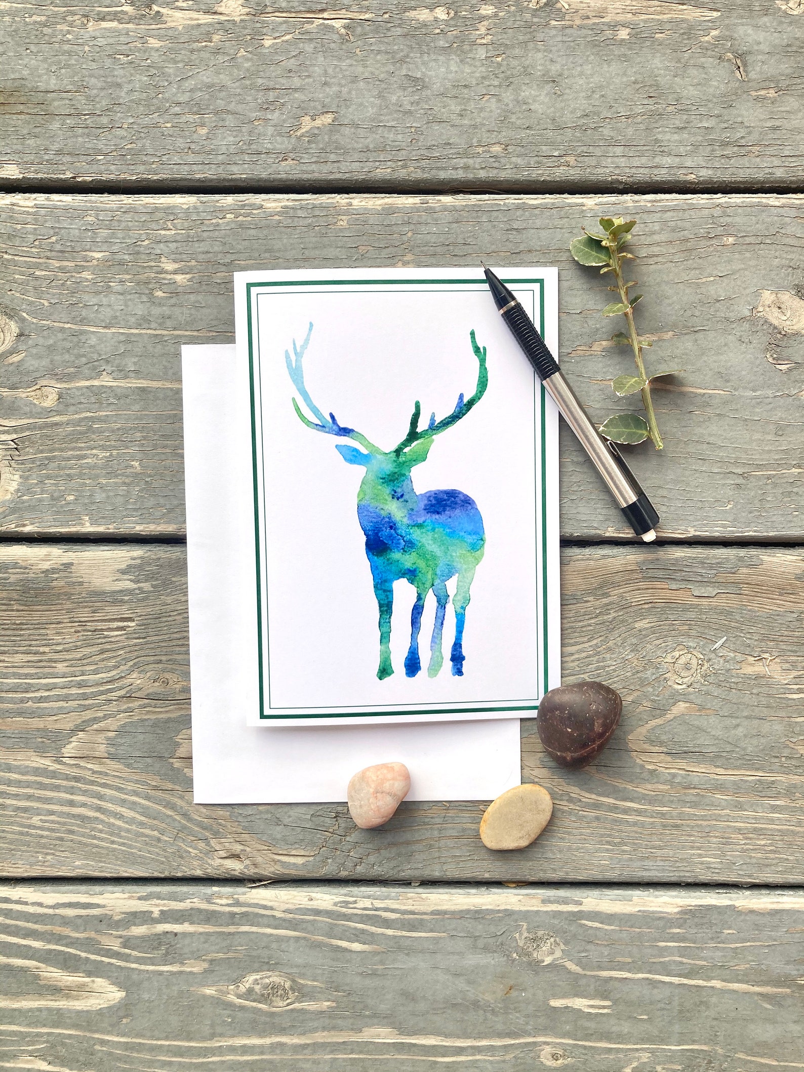 Deer Greeting Card Blank Greeting Card Deer Silhouette Fine - Etsy