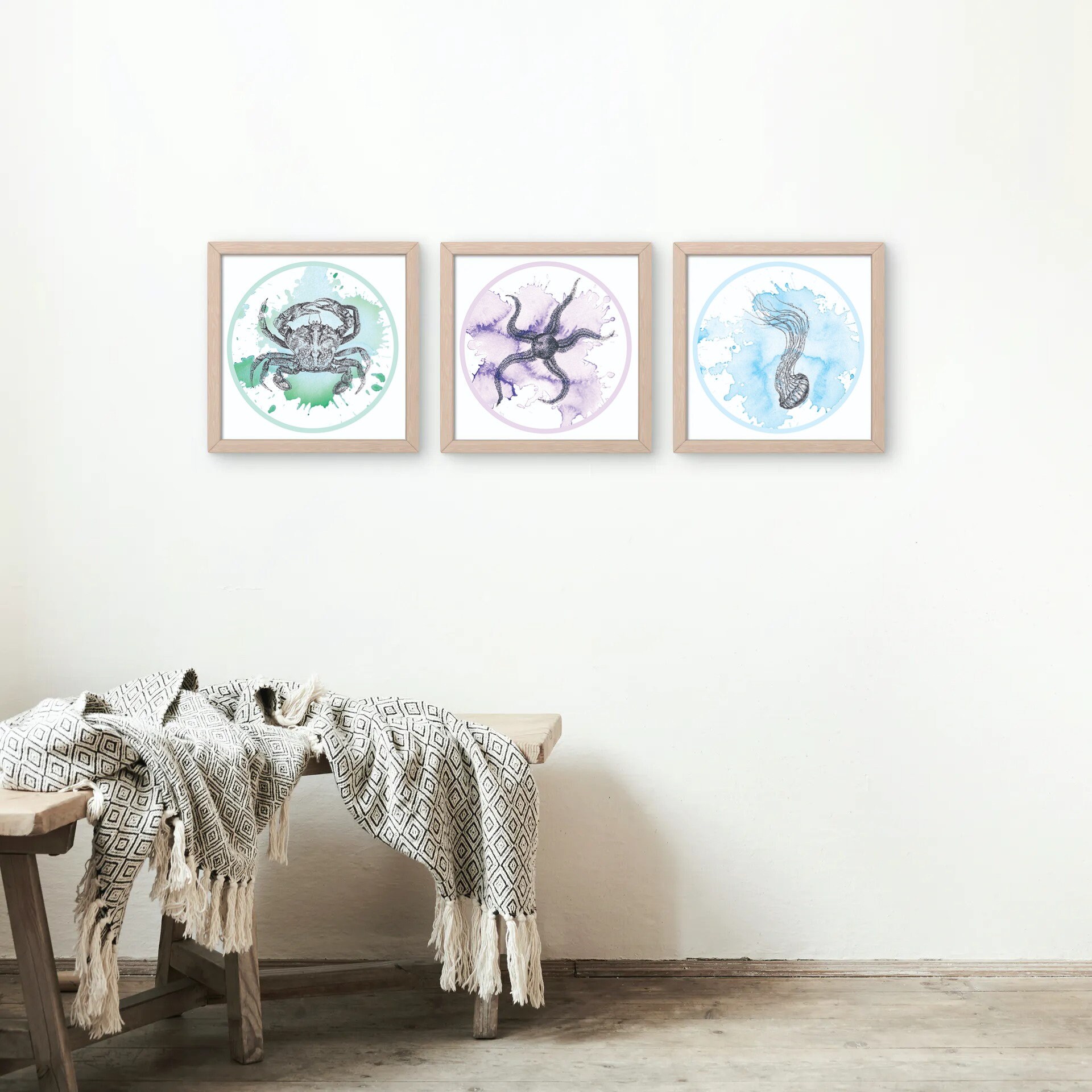 Ocean Life Print Ocean Wall Art Set of 6 Marine Life Print Etsy