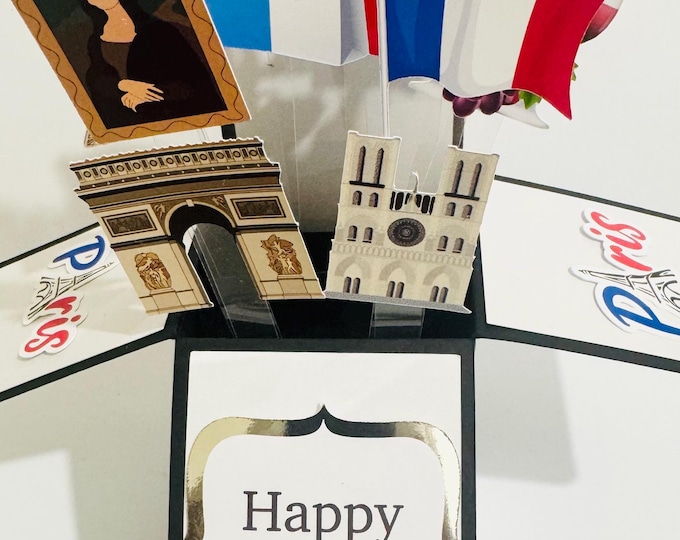 Personalisable Paris Themed 3D Greeting/Gift Card