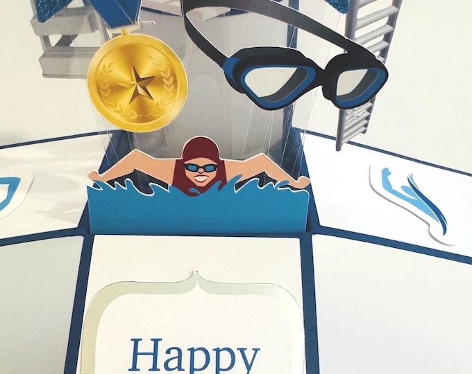 Personalisable Swimming Themed 3D Greeting/Gift Card