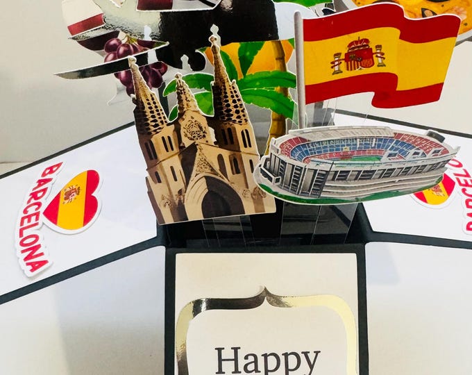 Personalisable Barcelona Themed 3D Greeting/Gift Card