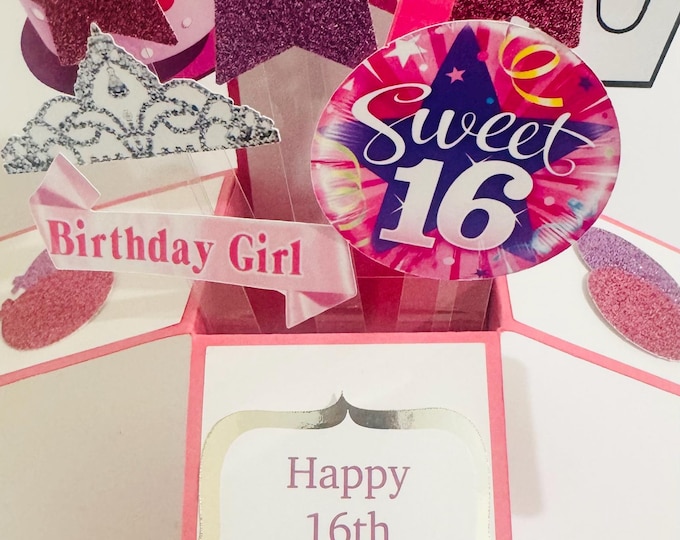 Personalisable Sweet 16th Birthday 3D Greeting/Gift Card