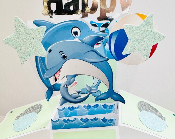Dolphin themed card in a box/3D card